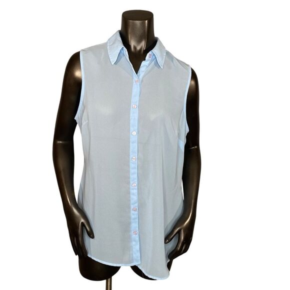 Attention Sleeveless Lightweight Blouse Women Size Large Semi Sheer Summer Style - Picture 1 of 6